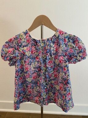 Janie and Jack Pink, Blue, and Yellow Short-Sleeve, Button-Down Blouse - EUC